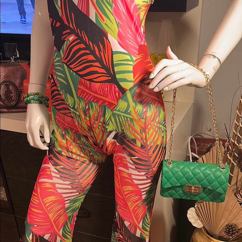 Tropical Print Halter Jumpsuit - Picture 8 of 10